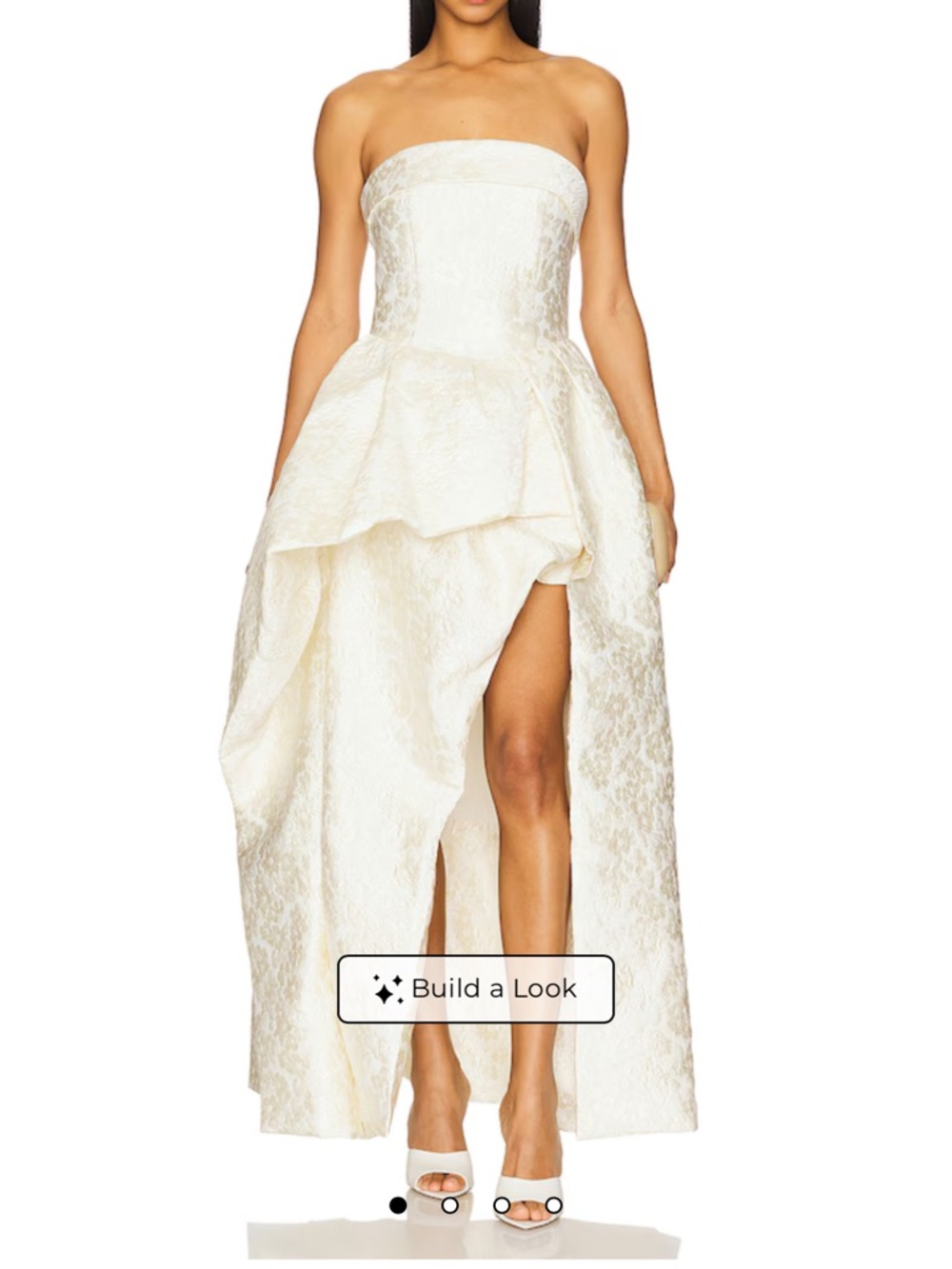 Elliatt Ivory Strapless High-Low Jacquard Gown